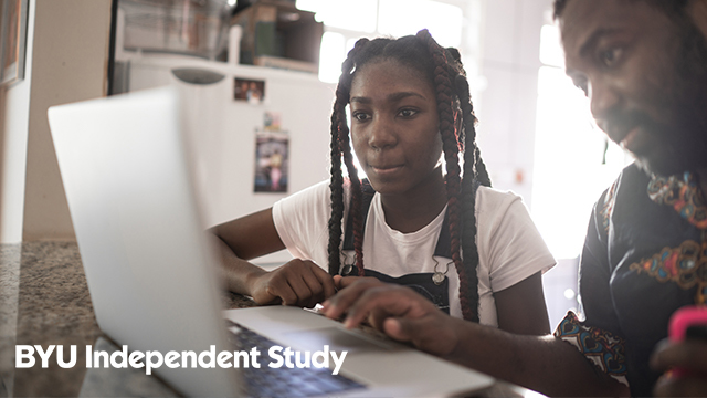 Student and parent at computer